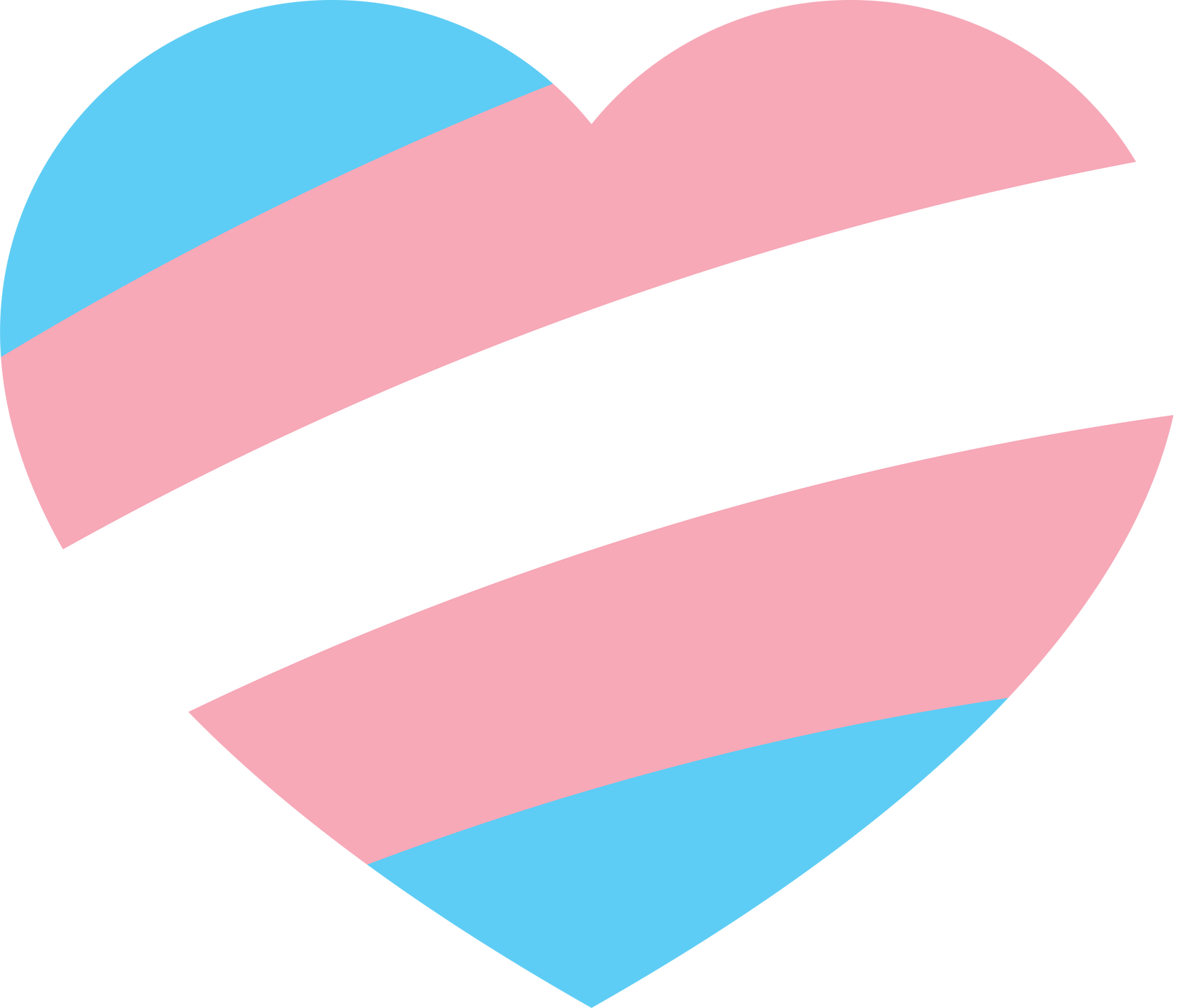 Blue, pink and white colored heart icon, as the colors of the transgender flag. LGBTQI concept. Flat design illustration.